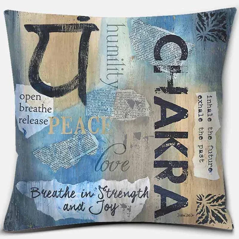 Chakra Mantra Namaste Prana square printing pillowcase home decoration car sofa cushion cover fall decor