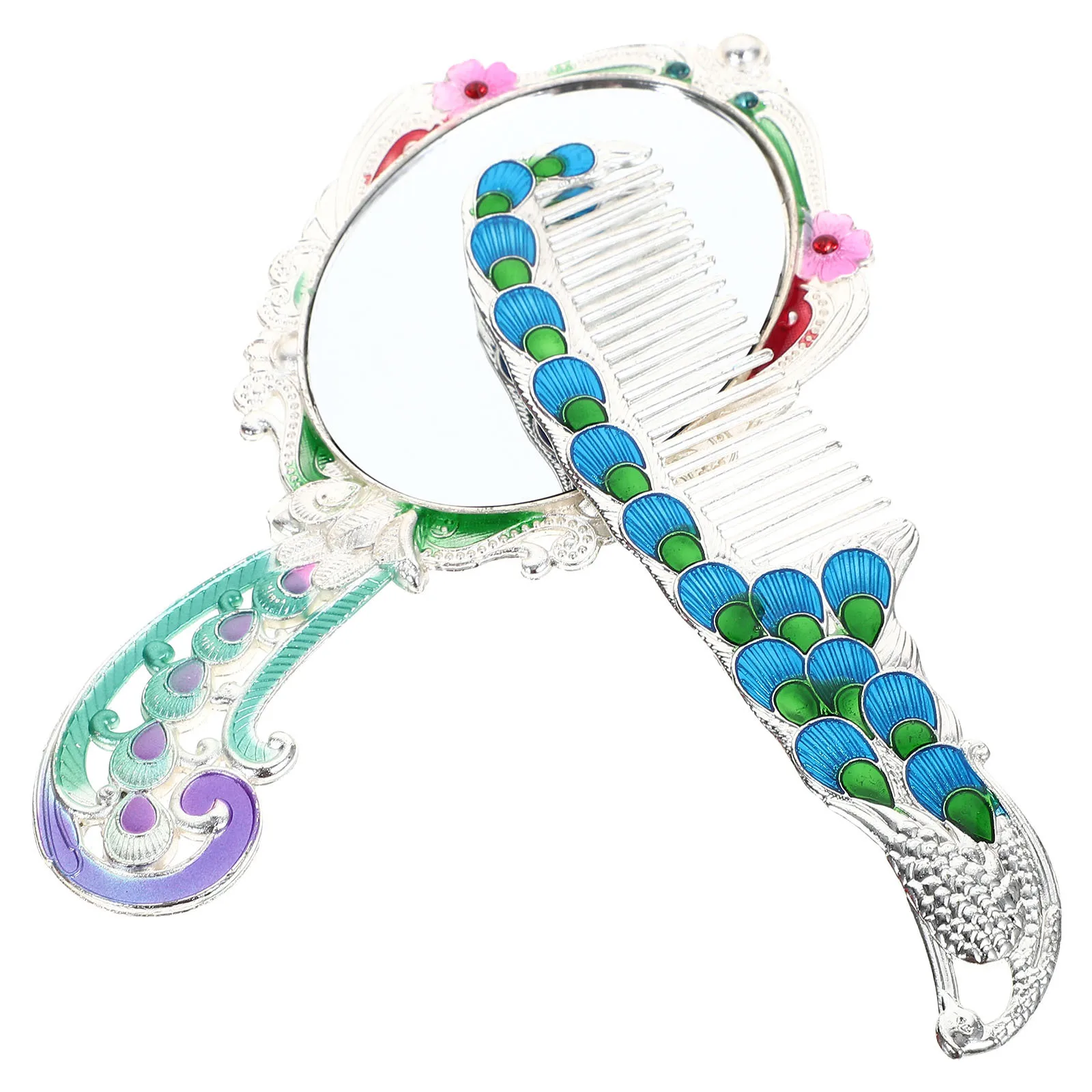 

1Set Durable Metal Mirror for Women Wear-Resistant Vanity Mirror with Comb Retro Chic Design Unique Makeup Mirrors