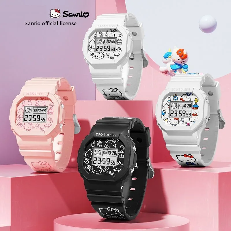 Sanurgente-Hello Kitty Anime Figure Student Watch, Montre numérique pour filles, Kawaii Good Looks Gift for Friends, Quartz Fashion 3D 24