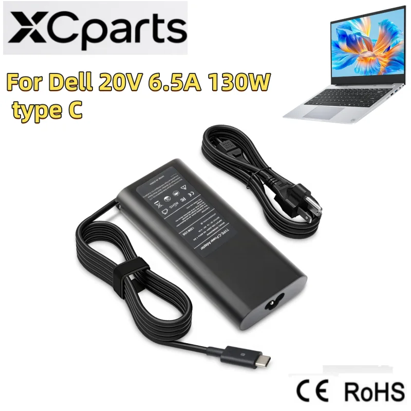 Novo adaptador para laptop 20v 6,5a 130w usb c tipo c para dell xps 15 9500 9510 9520 e dell precisão 5550 5750 3560 ac adaptador para laptop