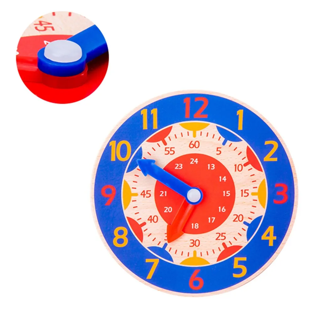 Wooden Material Wooden Teaching Clock Improve Observation Cognitive Learning Educational Toy Clock Teaching Function