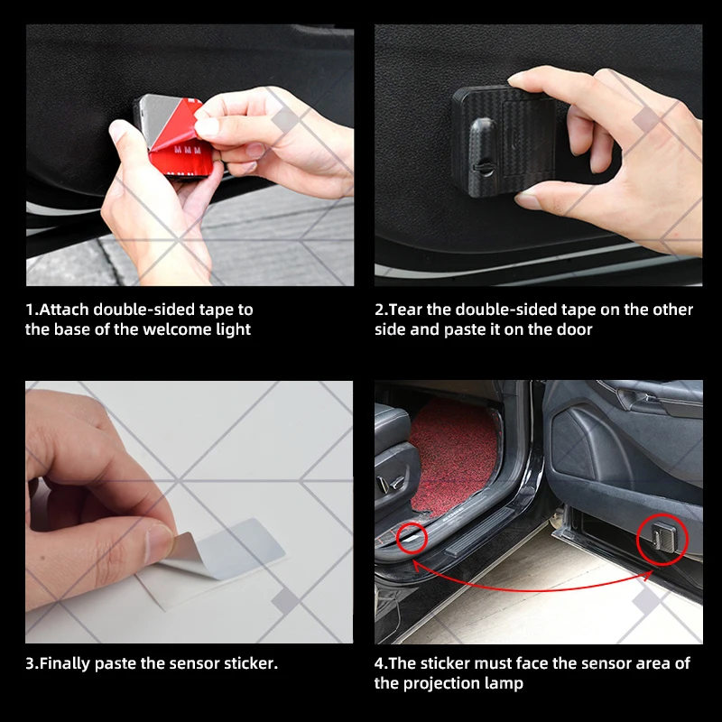 1/2Pcs For 4 Motion Passat Beetle Caddy Touran T-Cross Sharan Amarok GTD Logo Car HD Projector Lamp LED Auto Door Welcome Light - view 6