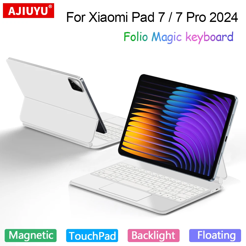 Touchpad Magic Keyboard For Xiaomi Pad 7 2024 11.2 Inch MIPad7 Mi Pad 7 Pro Smart Case Arabic Russian Portuguese Keyboard Cover