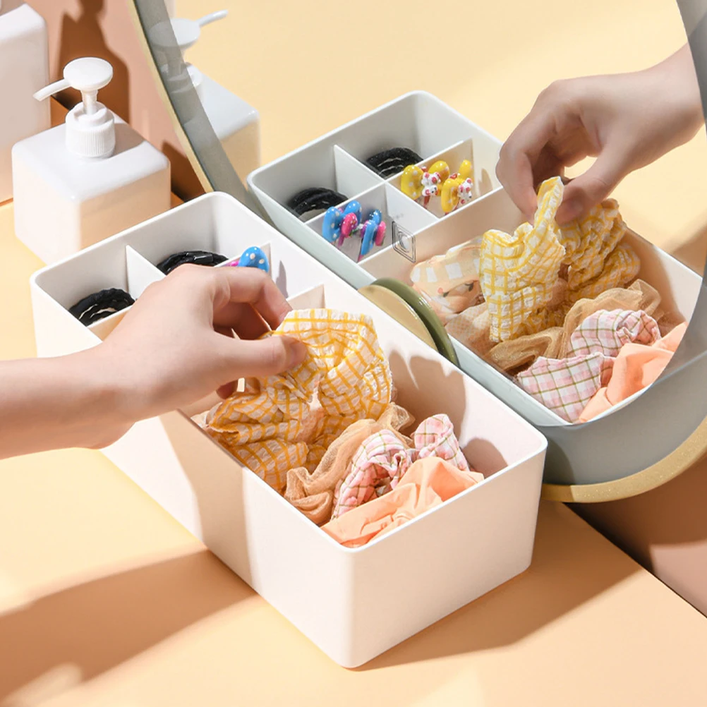 

Hair Clips Storage Box White Desktop ganizer Compartment Design Multi functional Hips Material Large Capacity Vanity Desk