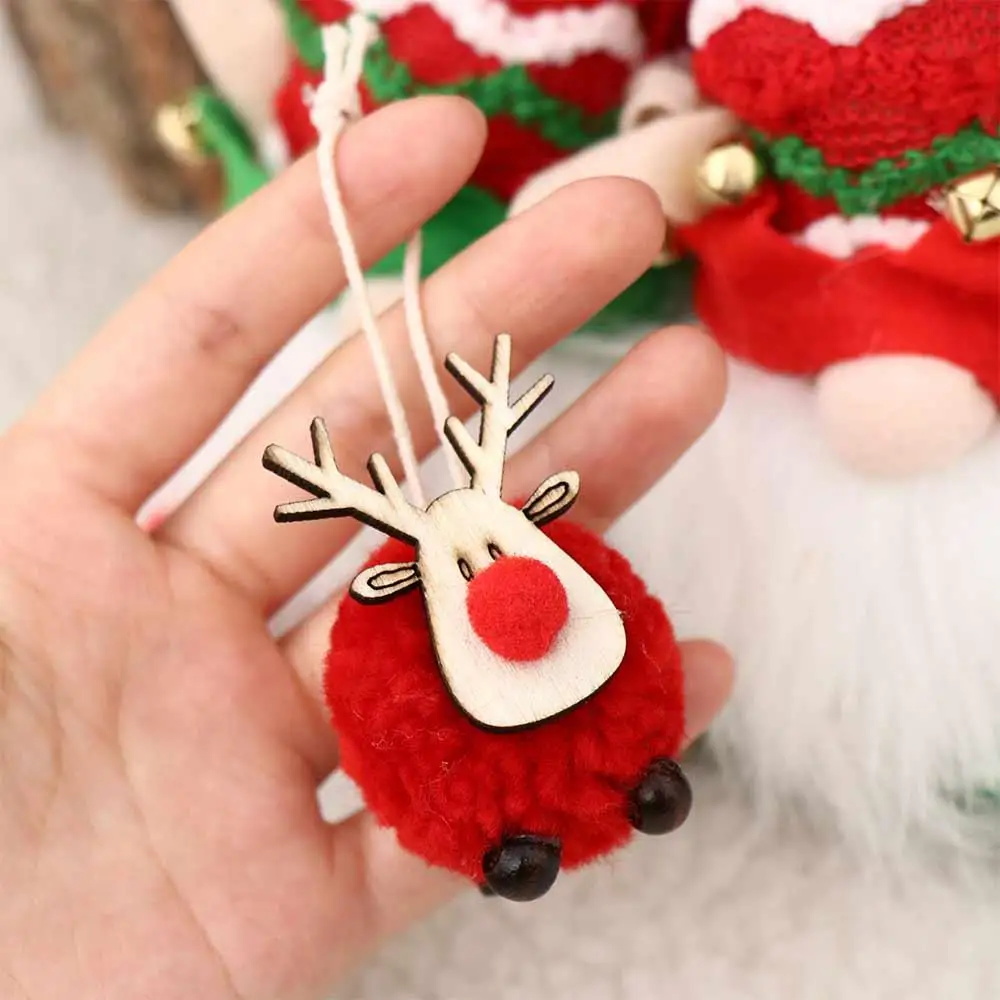 Cute Wooden Elk Christmas Tree Ornaments Felt Deer Mini Wooden Deer Ornaments Wool Felt Elk Hanging Pendant Xmas