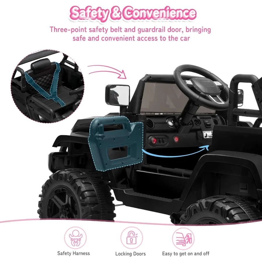 リモコン付き四輪駆動12Vバッテリー搭載トラック、LEDヘッドライト/ホーンボタン/MP3プレーヤー/USBポート/前進機能付き