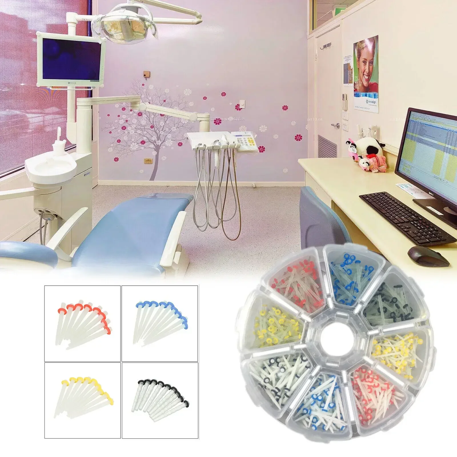 שיניים זכוכית קוורץ מחדש 200 יחידות 1.2/1.4/1.6/1.8mm ערכת פוסט סיבים דנטליים שיניים זכוכית קוורץ מחדש