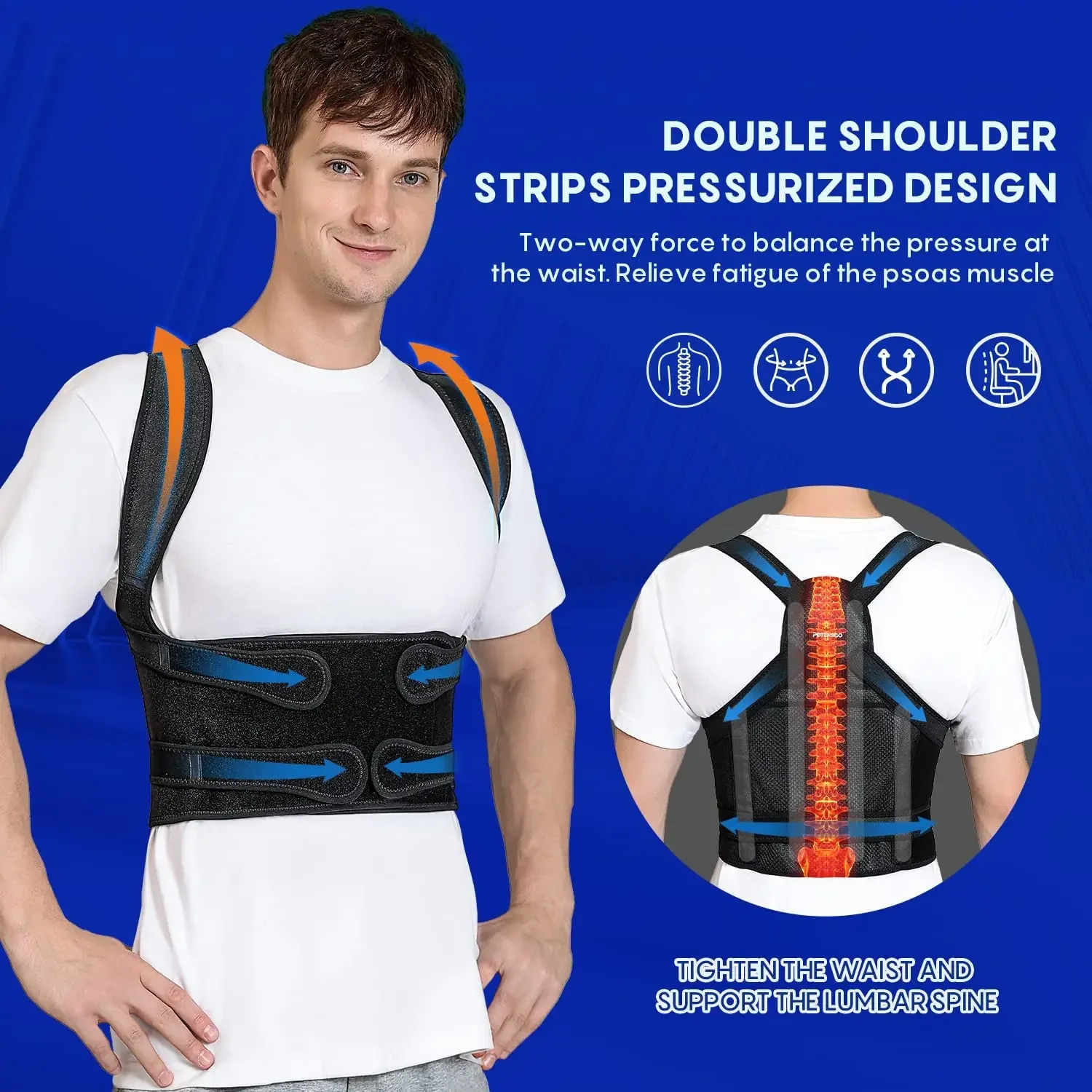 Back Brace and Posture Corrector for Men and Women, Back Straightener Posture Corrector Scoliosis & Hunchback Correction Support