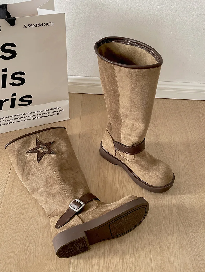 TOPHQWS 2025 New Fashion Women's High Boots Autumn Winter Keep Warm Designer y2k Shoes High Quality Nubuck Ladies Ankle Boots