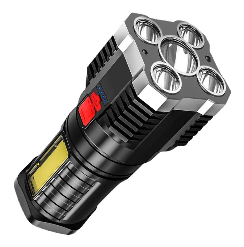 

Zk30 Мощный четырехэлементный светодиодный фонарик USB Перезаряжаемый мощный светодиодный фонарик Супер яркий фонарик COB Портативный светильник Кемпинговый фонарь