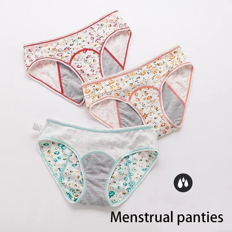 1 Pcs Menstrual Panties Women\'s Cotton Briefs Three Layers Of Leak-proof Girls Physiological Pants Student Mid Waist Panties