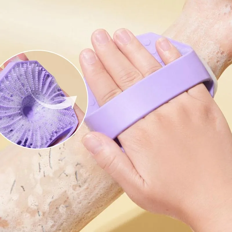 

1pc Soft Silicone Exfoliating Brush Cleanser Manual Body Cleansing Scrubber Shower Gentle Massage Brushes Bathroom Accessorie