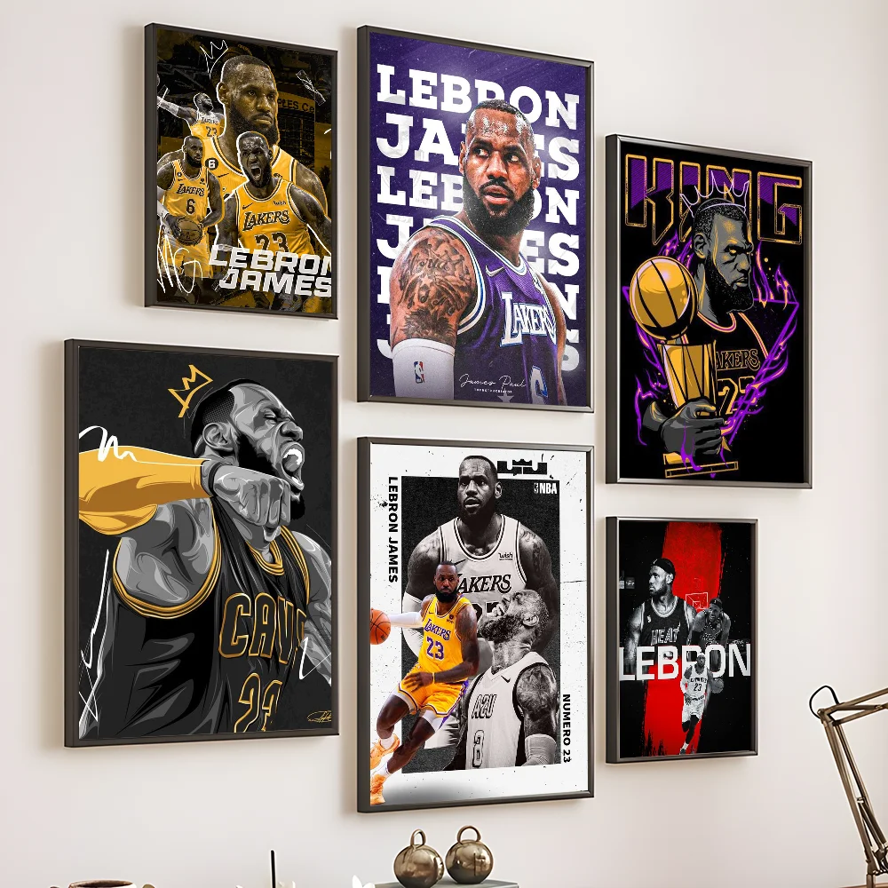 Basketball Player L-LeBron J-James Basketball Wall Art Poster Home Living Room Wall Room Bed Bedroom Home Decoration