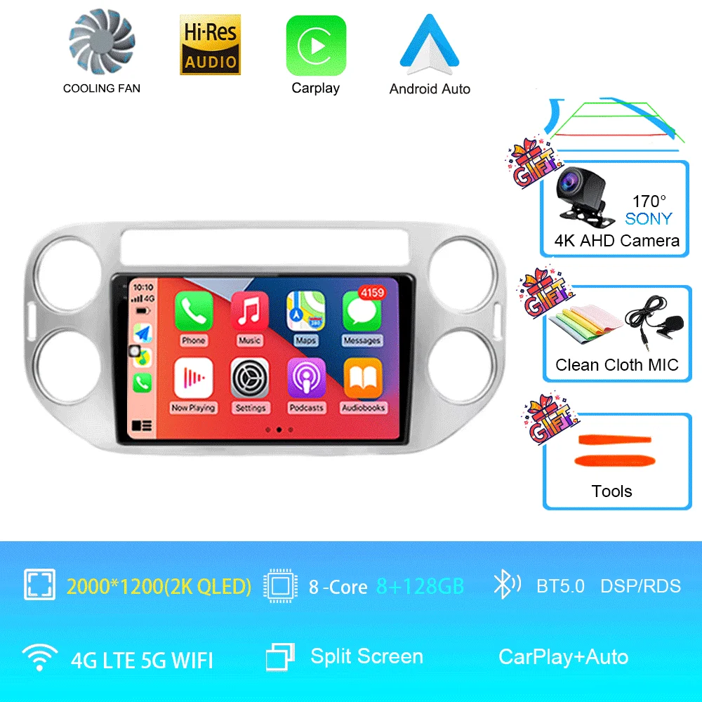 Android 16 voor Volkswagen VW Tiguan 5N 2007-16 VW Golf Plus 2004-13 9 inch CarPlay autoradio GPS navigatie head unit
