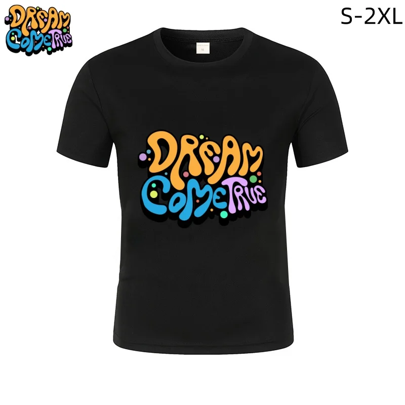 Men Dream Come True Graffiti T-Shirt Colorful Bubble Letter Print Short Sleeve Crew Neck Casual Inspirational Tee Tops S-2XL