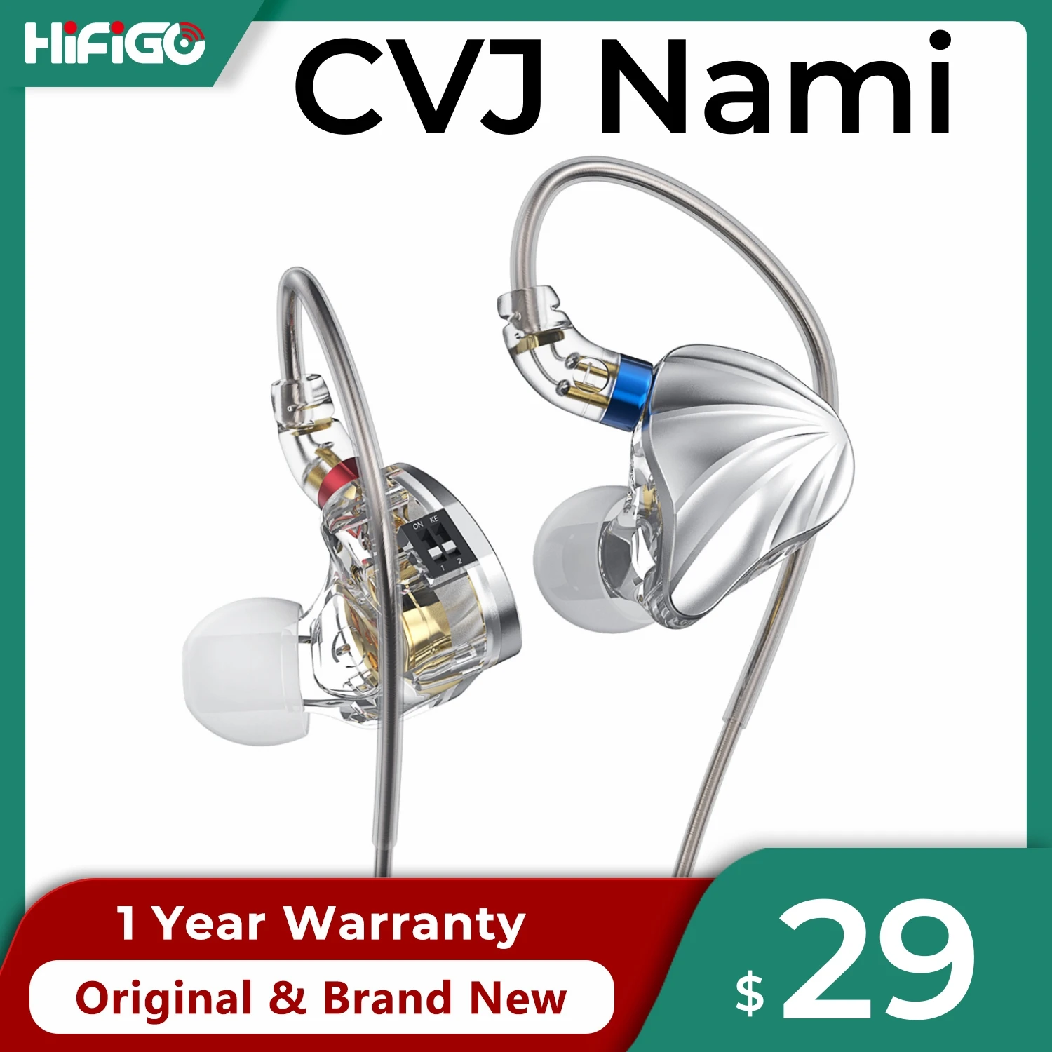 

CVJ Nami Wired Hybrid Earphone 1DD + 1BA In-Ear Monitors Music Headset Gaming Headphone Live Earbuds with 0.75 2-pin Cable