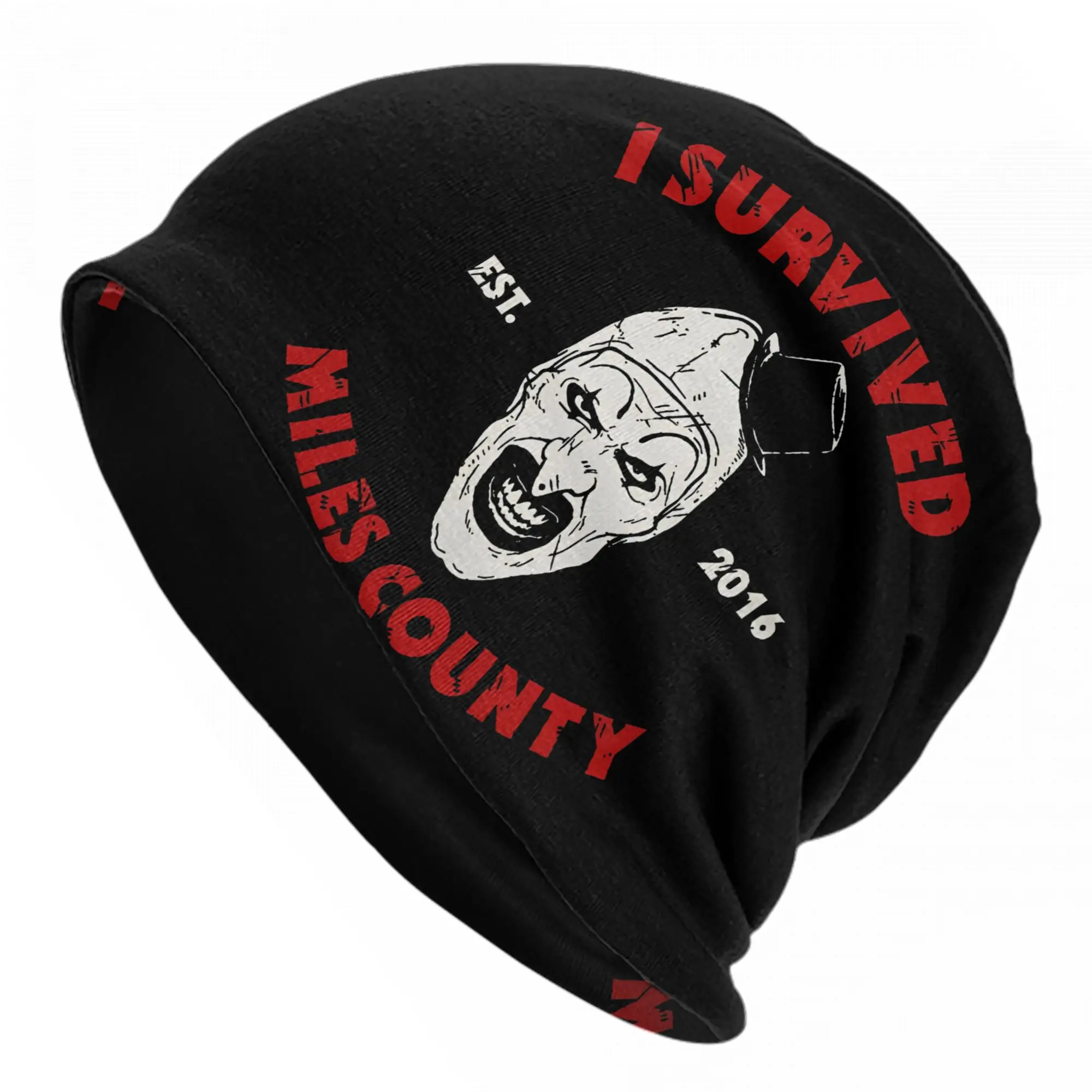 Terrifier I Survived Miles County Bonnet Hat Casual Street Skullies Beanies Hats  for Men Women Warm Dual-use Caps