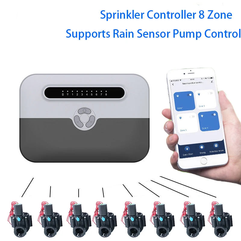 

Smart Sprinkelr Controller 8 Zone, WiFi Indoor Irrigation Controller, Supports Rain Sensor, Pump Control