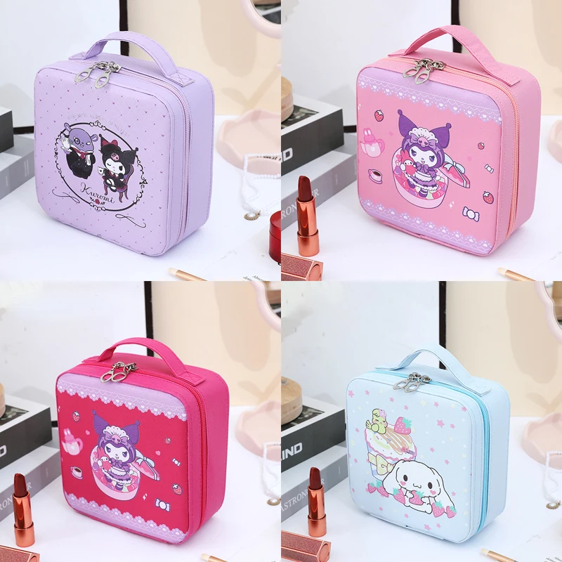 

Kawaii Cinnamoroll косметичка Sanrios мультфильм портативная детская подарочная коробка на день рождения милая большая вместительная коробка для хранения косметики