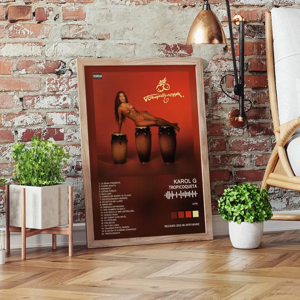 Karol G Tropicoqueta Poster Self-adhesive Art Waterproof Paper Sticker Coffee House Bar Room