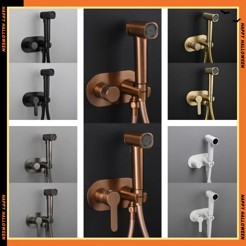 Brushed Rose Gold Brass Handheld Toilet Bidet Sprayer Bath Accessories Black Bidet Faucet for Bathroom Sprayer Shower Head Self