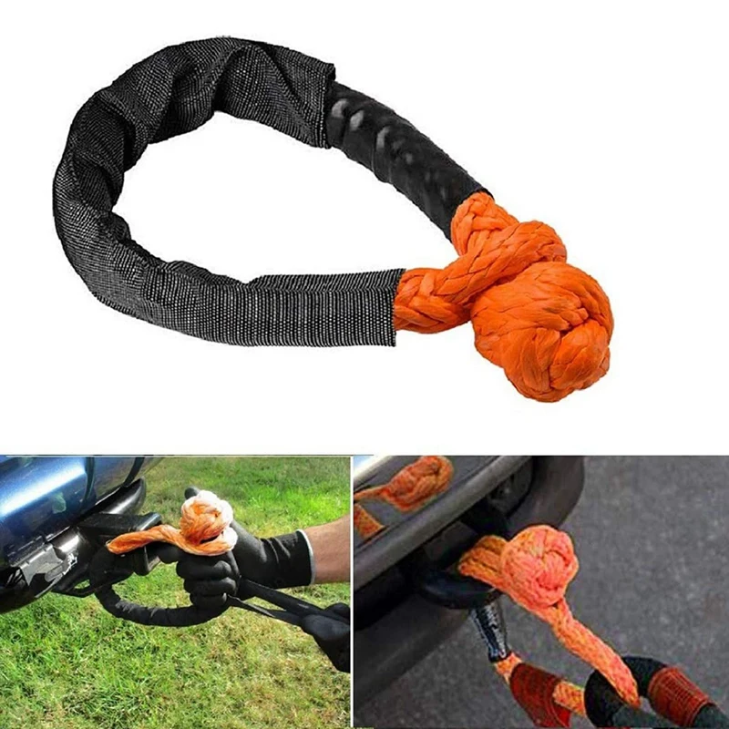 2Pcs 1/2 Inch X 22 Inch Car Soft Shackle Rope Tow Rope Off Road Winch Pulley Cable Hook For Off-Road Recovery ATV UTV