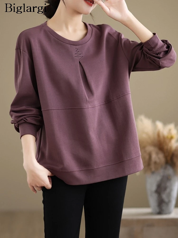 

Осенняя футболка большого размера с длинным рукавом, женские повседневные женские футболки с вышивкой, свободные женские футболки