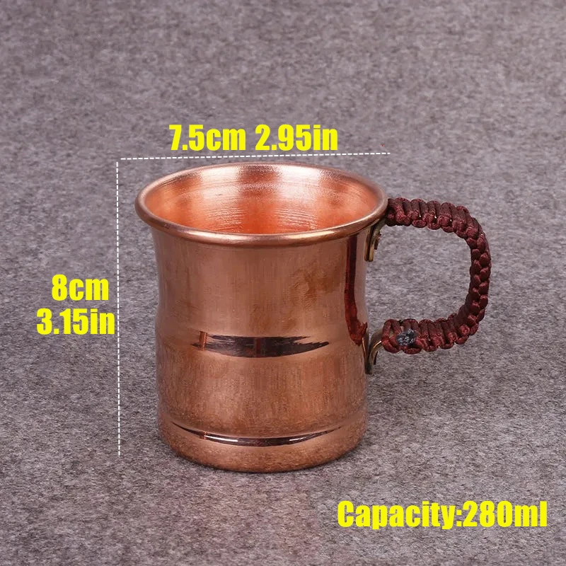 NONE Handgefertigter Biermilchbecher aus reinem Kupfer mit Webgriff, verdickter Moskauer Wassermul, 400 ml, Frühstückstasse, Moskauer Trinkgeschirr, Geschirr 3