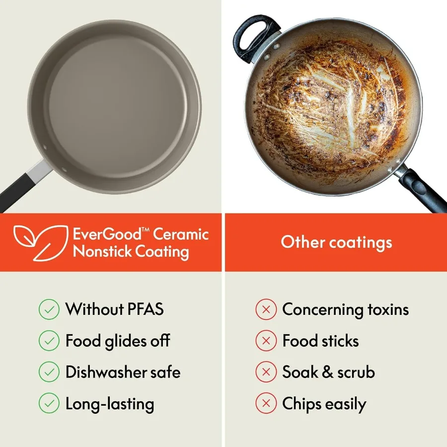 8 Piece Removable Handle Cookware Set Designed for Compact Kitchens with EverGood Ceramic Nonstick Coating Ideal for Any Kitche