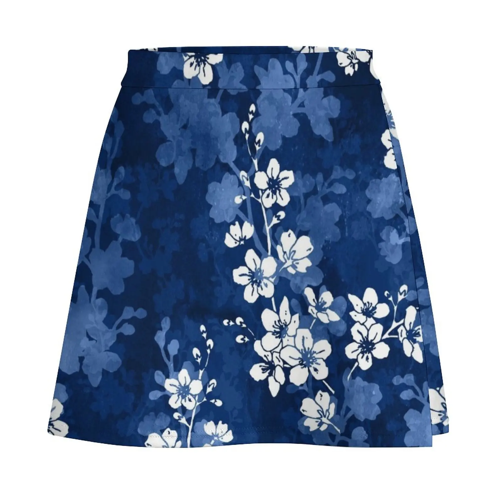 Sakura blossom in deep blue Mini Skirt luxury women's skirt Korean skirts Mini Skirt