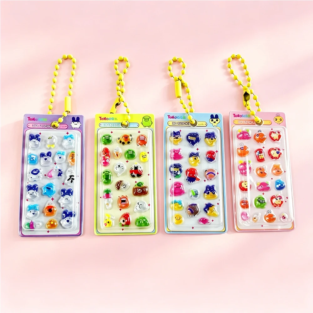 4PCS Mini Pendant Sticker Japanese Cartoon 3D Relief Stickers For Diy Phone Case Decoration Keychain Packaging Handmade Craft