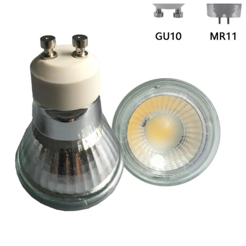 Dimmable 5W GU10 COB Led Spotlight Glass Body Lamp Light AC 220V AC/DC12V MR11 LED COB Bulb Warm/Cool White MR11 LED Spot light