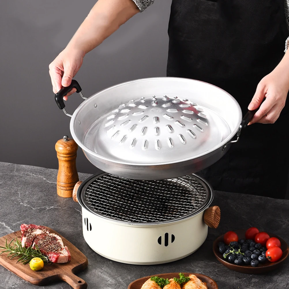 

Sturdy Reusable Grill Bbq Supplies Outdoor Cooking Pan Picnic Grill Tray Camping Metal Grilling Pan For Party Household Korean