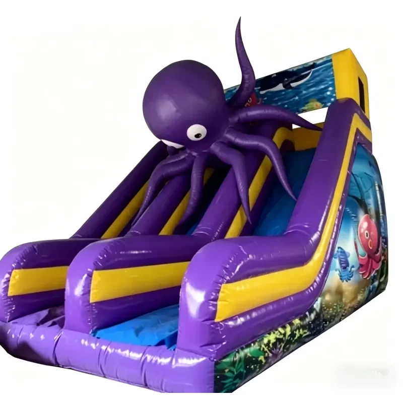 Giant Octopus Inflatable Dual Lane Slide Marine Themed PVC Water Play Equipment