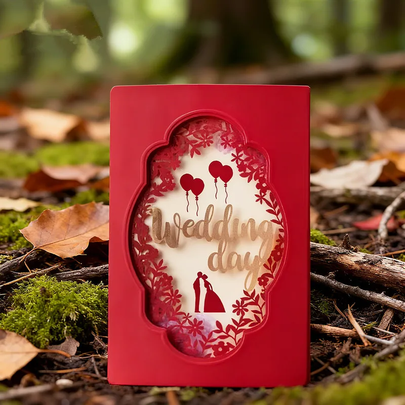 10pcs/lot Wedding Supplies Laser Cut Luxurious Butterflies Wedding Invitations Red Elegant Wedding Invitation Cards Personalized