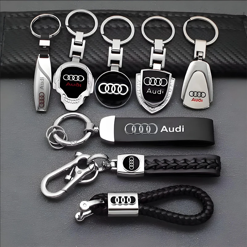 Auto in pelle 3D metallo Styling portachiavi Badge portachiavi anelli catena accessori Audi A3 A4 A6 A5 A7 8P Q5 Q3 Q7 6B TT RS3 RS4 RS5 RS