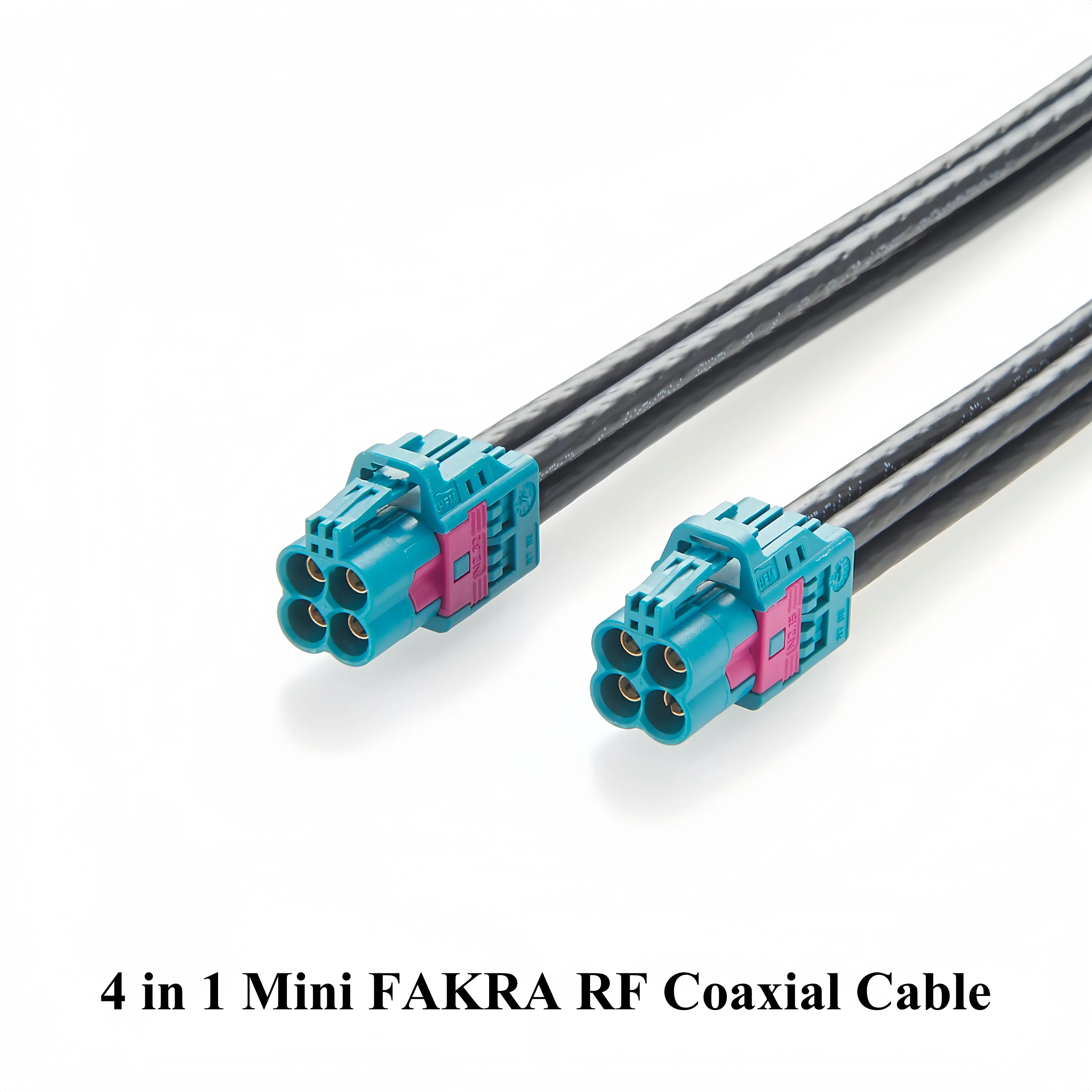 Quad HFM Mini FAKRA Cable Assembly 4 in 1 Mini FAKRA RF Coaxial Cable with Original Rosenberger AMK12D-1M4Z5-Z Connector 50 Ohm