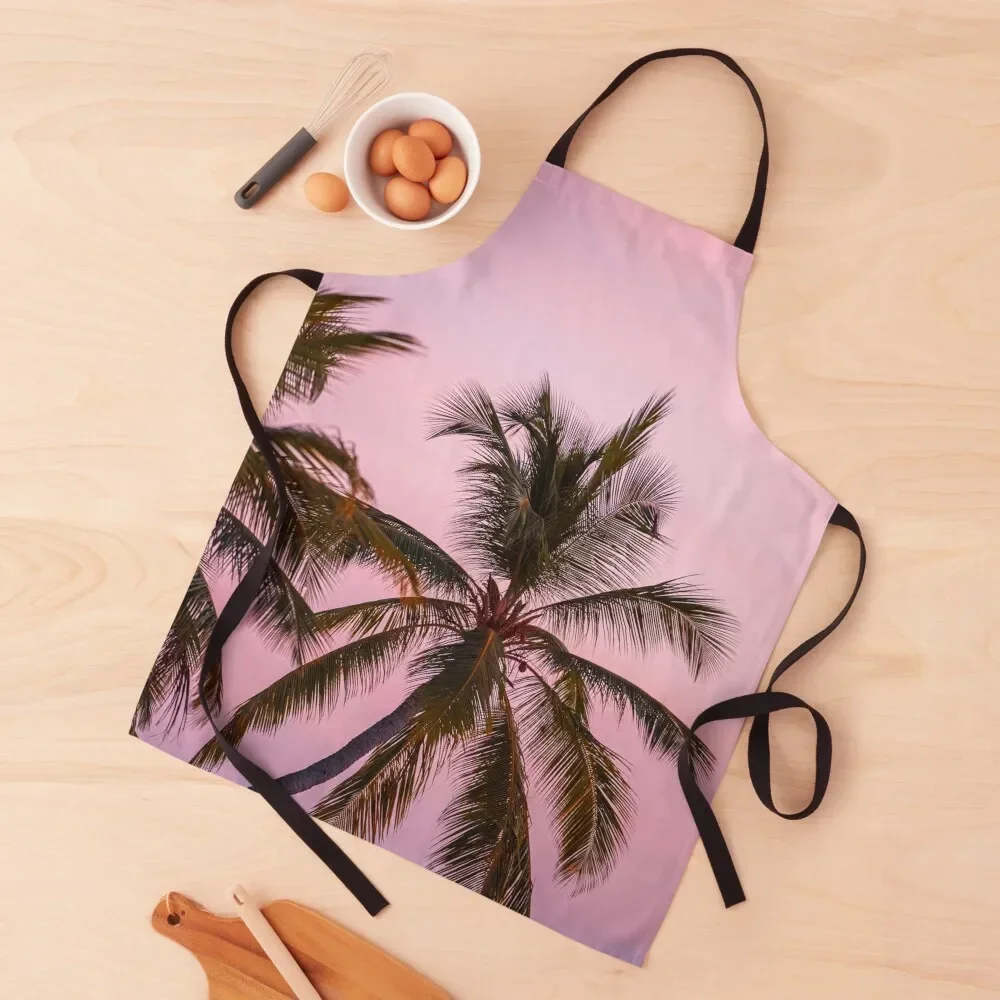 

Pink Sunset Palm Trees Apron Women's Kitchen Things For Home And Kitchen christmas kitchen cloths For Man Apron