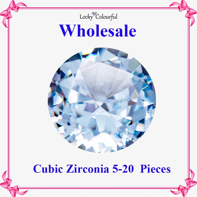 

Cubic Zirconia Wholesale Crushed Ice Cut Round Shape Light Fancy Blue Color Charms for Jewelry Making Materials No Certificate