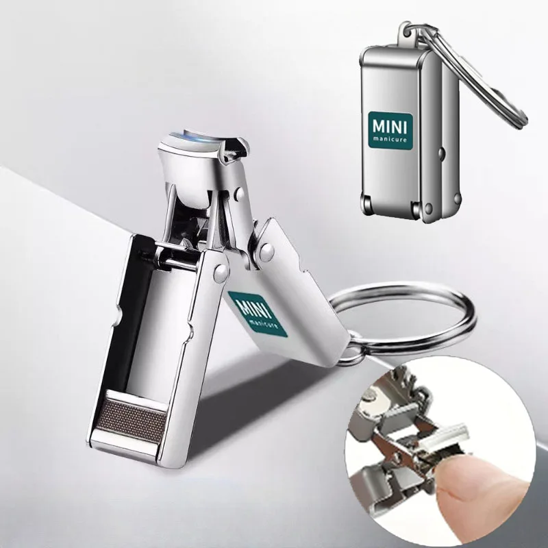 1 stücke Nagel Clippers Faltbare Tragbare Reise Fingernagel Nagel Schere Cutter Edelstahl Maniküre Werkzeuge Trimmer Schlüsselbund