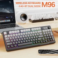 Teclado Bluetooth M96, teclado inalámbrico para juegos con pantalla FREEWOLF, pantalla electrónica, conexión multidispositivo, juegos ergonómicos
