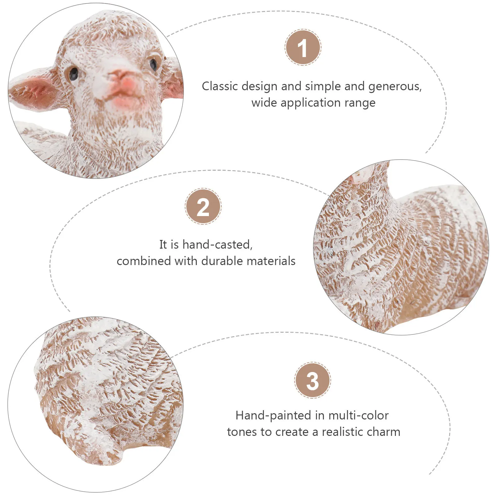 

2Pcs Resin Sheep Statue Khaki Emulation Lamb Decor Garden Yard Home Ornament Desktop Craft Decoration Home Ornament