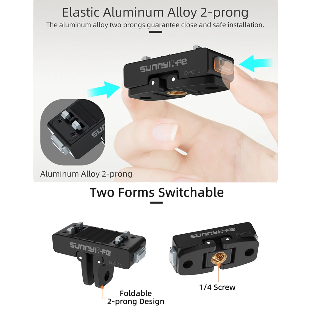 Sunnylife Magnetic Two Claw Adapter Action Camera For Insta360 X5/Ace/Ace Pro 2/Pro Magnetic Quick Release Adapter Mount Parts