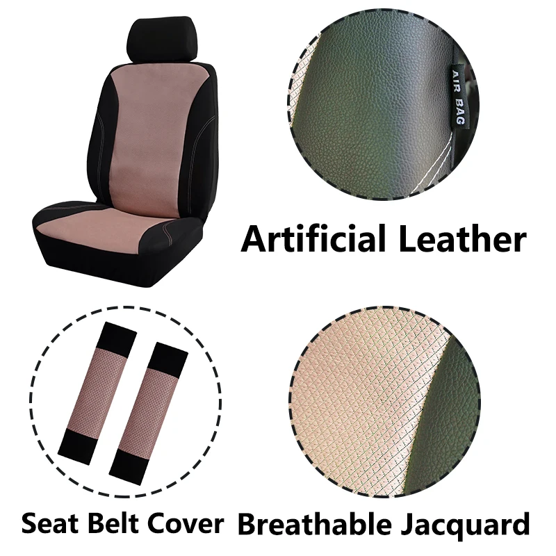 

AUTO PLUS Car Accessories Girls Plush 2 Front Car Seat Covers Uuniversal Size Leather Jacquard Full Set With Safe Belt Back Bag