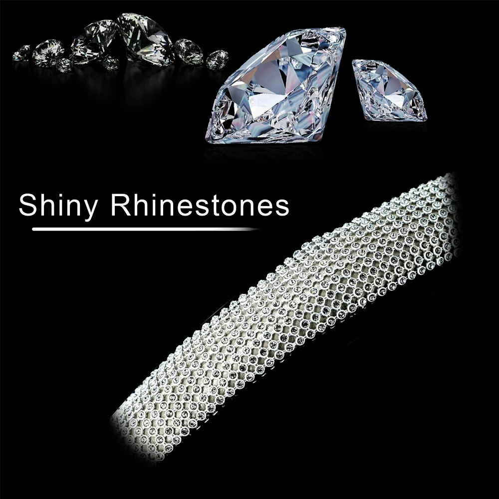 36CM/38CM PU skórzany diamentowy pokrowiec na kierownicę Rhinestone kryształowy Bling dla VW Opel Toyota Nissan Ford akcesoria samochodowe — zdjęcie 5