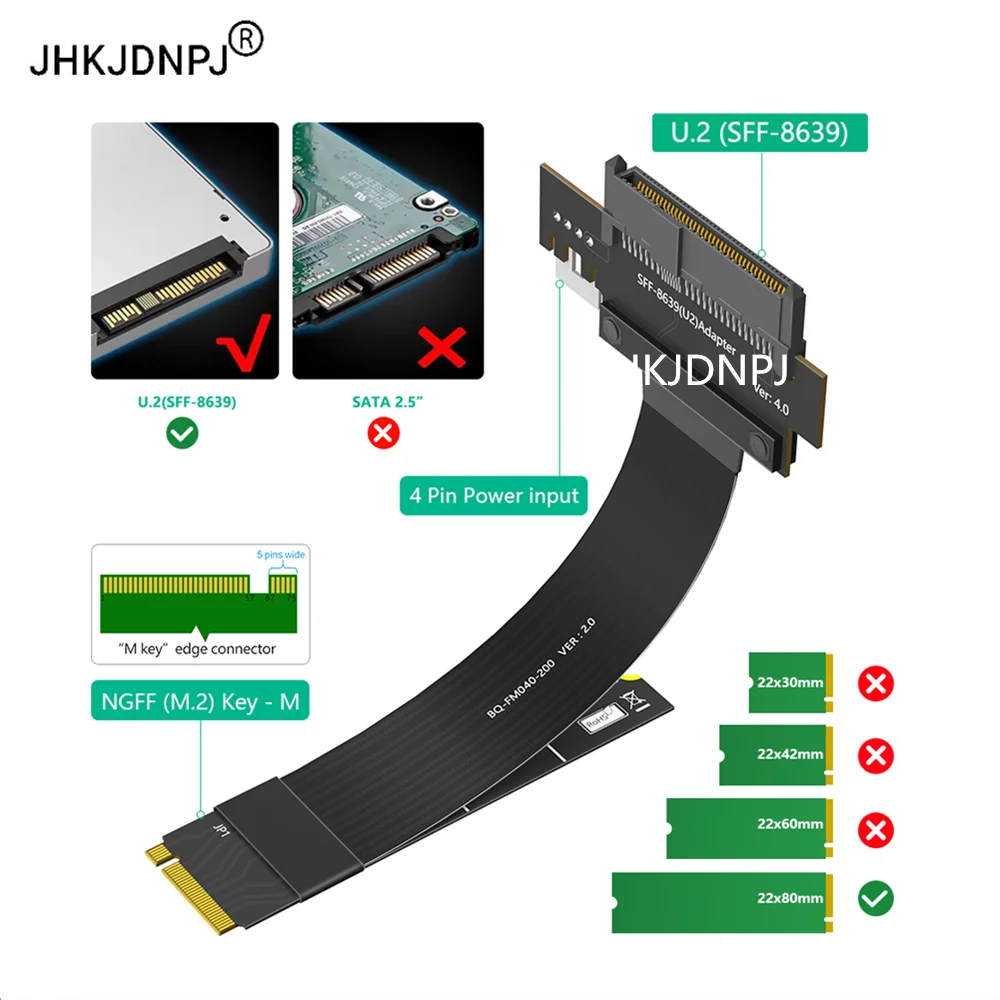 

Upgrade Version NGFF M.2 NVMe 4.0 To U2 SFF-8639 Adapter Cable