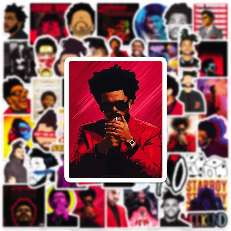 50PCS Singer The Weeknd DIY Stickers Phone Trunk Refrigerator Waterproof Anime Stickers Anime Figure Image Toys Sticker Gift