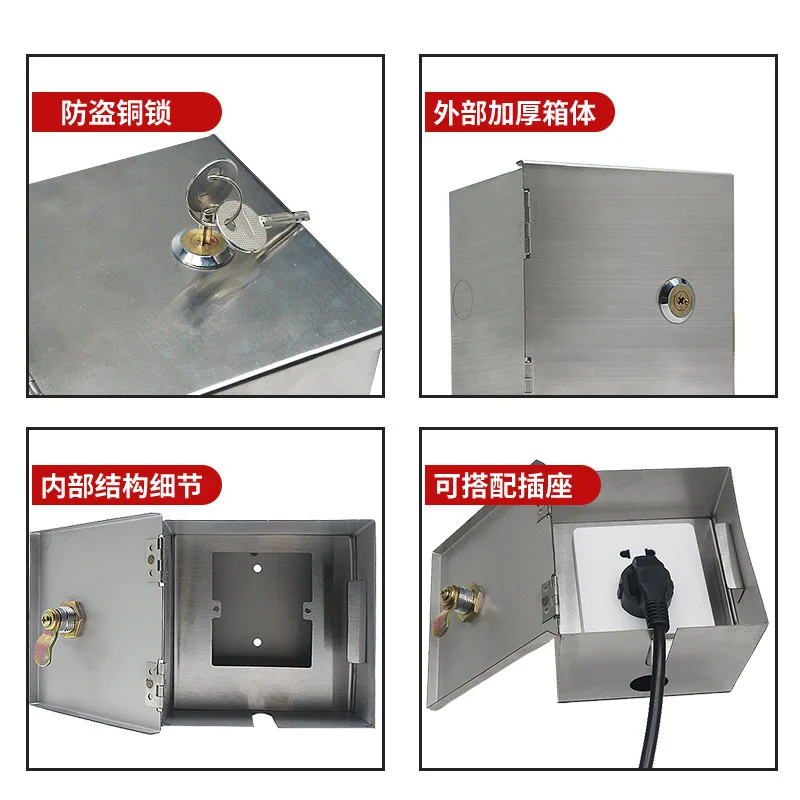 

Outdoor Waterproof Electrical Outlet Box 86 Type Stainless Steel Heavy Duty Weatherproof Socket Case for Street Park School Use