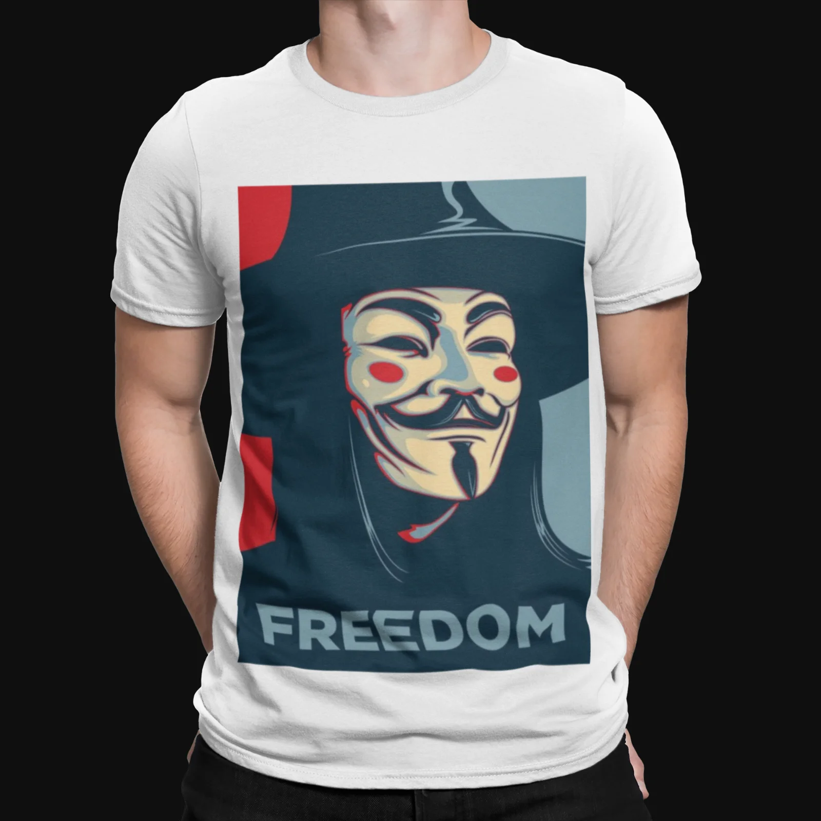 VENDETTA FREEDOM T-SHIRT ANONYMOUS ILLUMINATI RETRO GIFT HOPE TEE