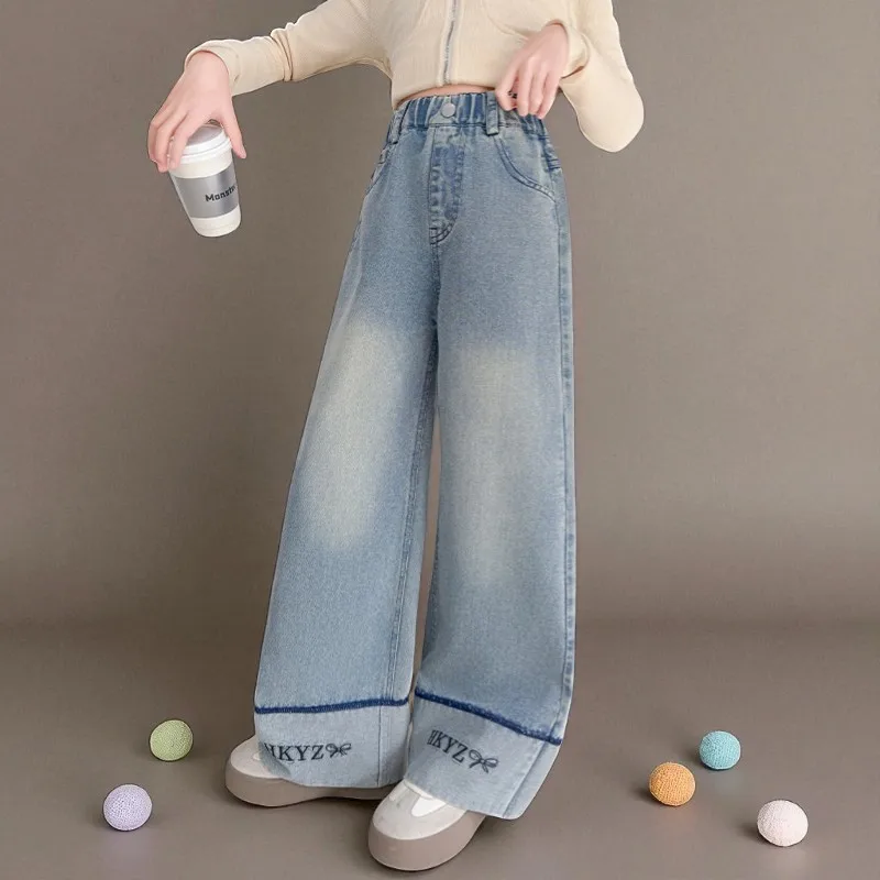Dziecięce Dziewczęce Jeansy Spodnie Dziewczęce Strój Powrót do Szkoły Nastolatki Streetwear Dziewczęce Spodnie Jeansowe Ubrania dla Dzieci Maluchów 8 12 13 Lat